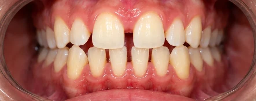 Gaps between teeth, before treatment