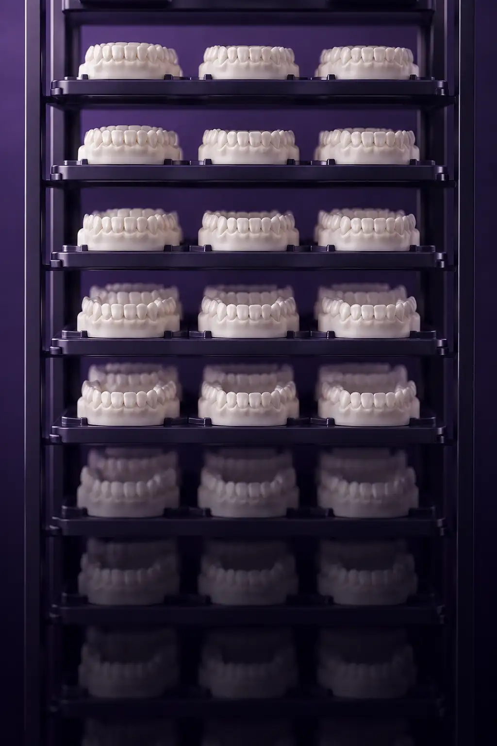 A tall rack of sequential arch models.